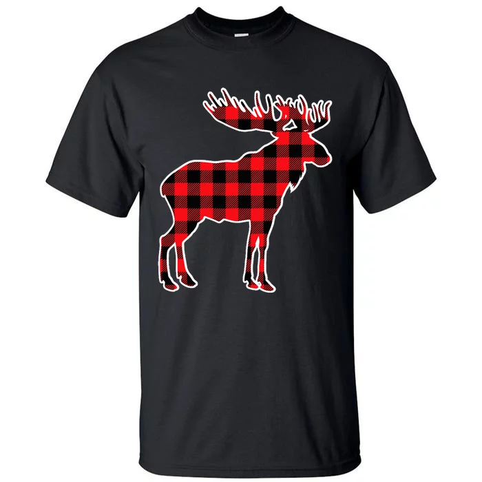 Moose Red Buffalo Plaid Matching Pajama Family Gift Tall T-Shirt