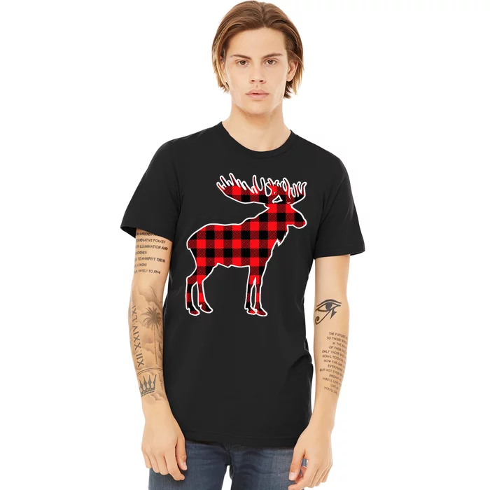 Moose Red Buffalo Plaid Matching Pajama Family Gift Premium T-Shirt