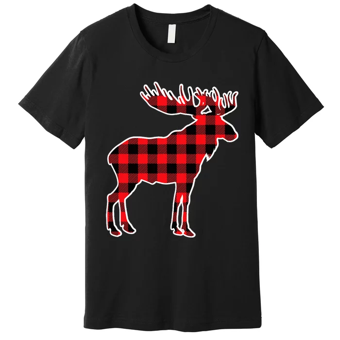 Moose Red Buffalo Plaid Matching Pajama Family Gift Premium T-Shirt