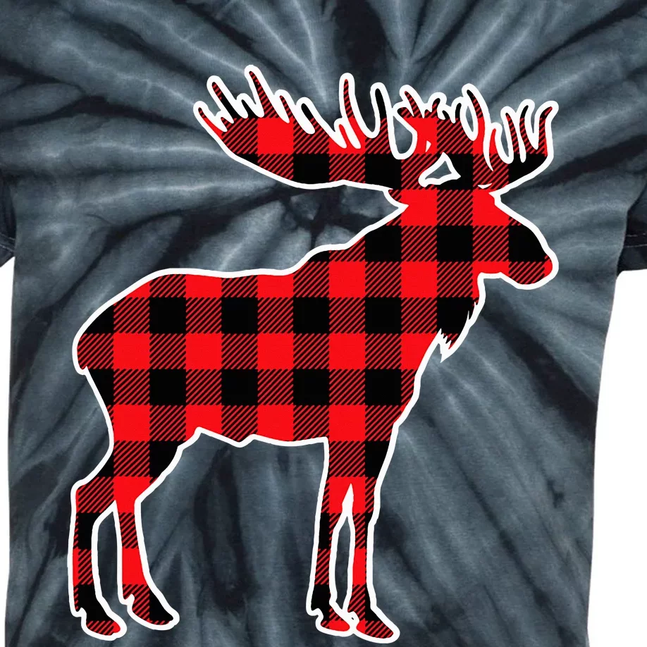 Moose Red Buffalo Plaid Matching Pajama Family Gift Kids Tie-Dye T-Shirt