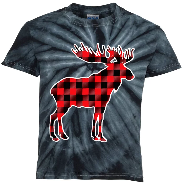 Moose Red Buffalo Plaid Matching Pajama Family Gift Kids Tie-Dye T-Shirt