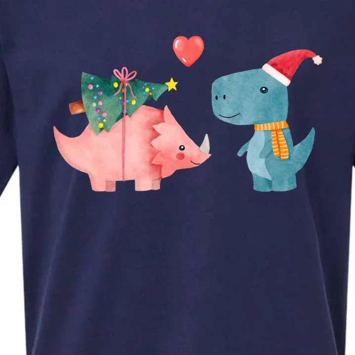 Merry Rexmas Cute Christmas Dinosaur Winter Holiday Funny Gift Sueded Cloud Jersey T-Shirt