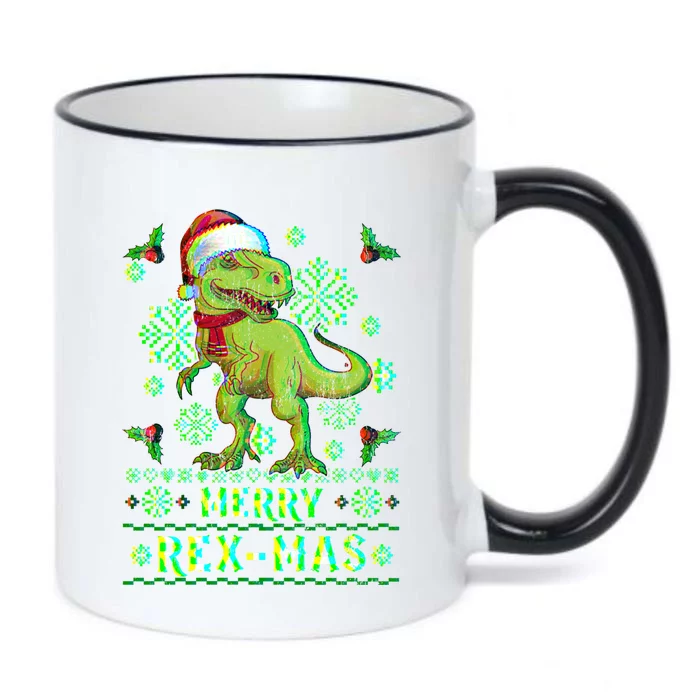 Merry Rexmas Christmas Trex Gift Black Color Changing Mug