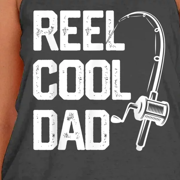 Men Reel Cool Dad Fishing Daddy Fathers Day Gift Women's Knotted Racerback Tank