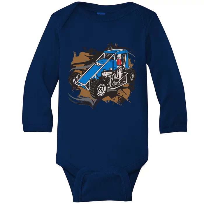 Midget Race Car Dirt Track Racing Baby Long Sleeve Bodysuit