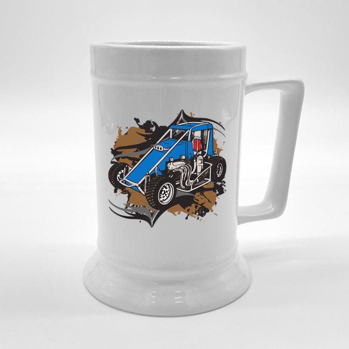 Midget Race Car Dirt Track Racing Front & Back Beer Stein