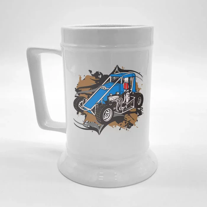 Midget Race Car Dirt Track Racing Front & Back Beer Stein