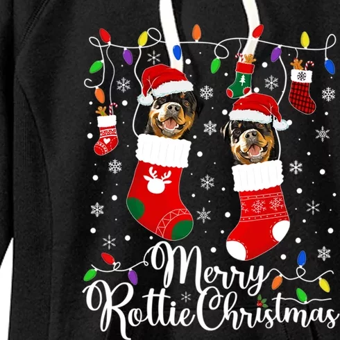 Merry Rottie Christmas Rottweiler Xmas Party Rottweiler Cool Gift Women's Fleece Hoodie