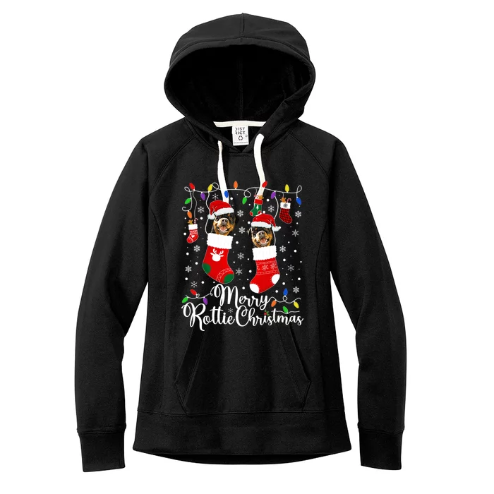 Merry Rottie Christmas Rottweiler Xmas Party Rottweiler Cool Gift Women's Fleece Hoodie