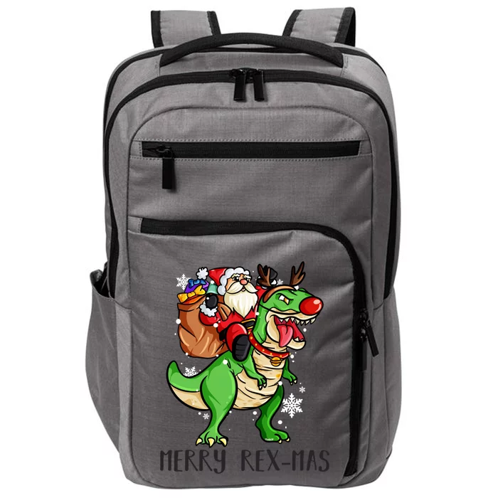 Merry Rexmas Christmas Dinosaur Santa Reindeer Trex Cool Gift Impact Tech Backpack