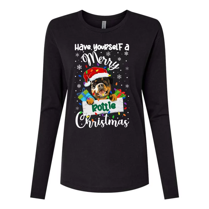 Merry Rottie Christmas Rottweiler Xmas Party Rottweiler Gift Womens Cotton Relaxed Long Sleeve T-Shirt