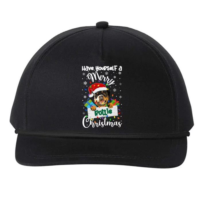 Merry Rottie Christmas Rottweiler Xmas Party Rottweiler Gift Snapback Five-Panel Rope Hat