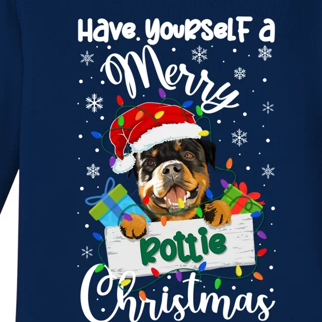 Merry Rottie Christmas Rottweiler Xmas Party Rottweiler Gift Baby Long Sleeve Bodysuit