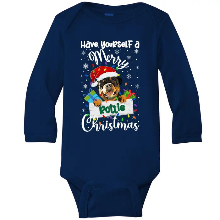 Merry Rottie Christmas Rottweiler Xmas Party Rottweiler Gift Baby Long Sleeve Bodysuit