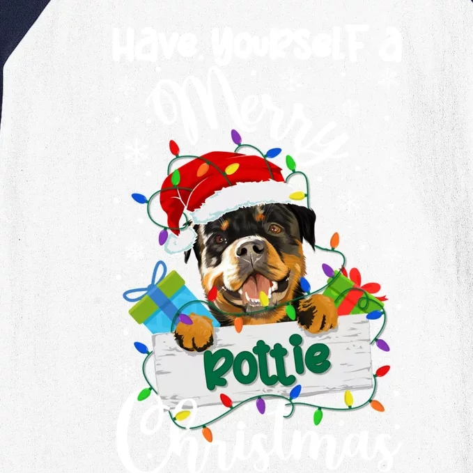 Merry Rottie Christmas Rottweiler Xmas Party Rottweiler Gift Baseball Sleeve Shirt