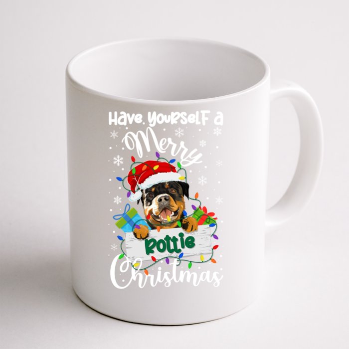 Merry Rottie Christmas Rottweiler Xmas Party Rottweiler Gift Front & Back Coffee Mug