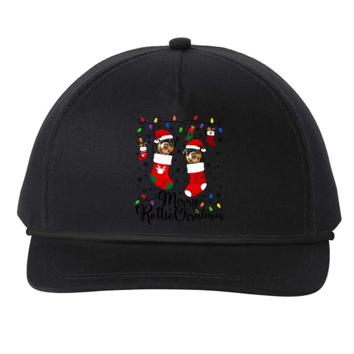 Merry Rottie Christmas Rottweiler Xmas Party Rottweiler Great Gift Snapback Five-Panel Rope Hat