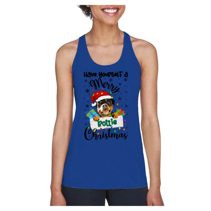 Merry Rottie Christmas Rottweiler Xmas Party Rottweiler Gift Women's Racerback Tank