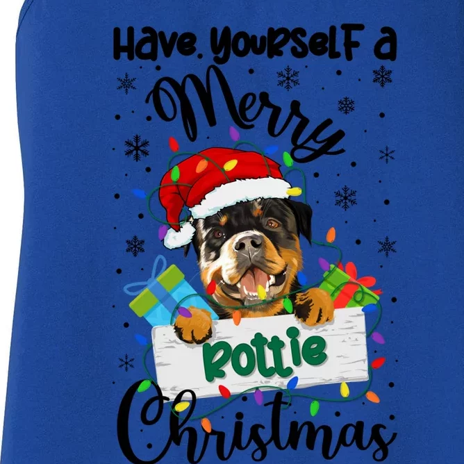 Merry Rottie Christmas Rottweiler Xmas Party Rottweiler Gift Women's Racerback Tank