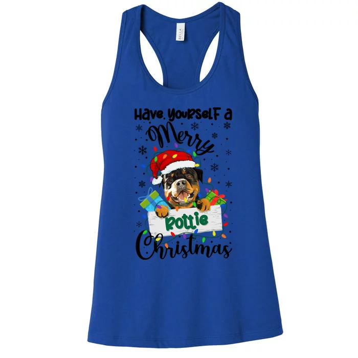 Merry Rottie Christmas Rottweiler Xmas Party Rottweiler Gift Women's Racerback Tank