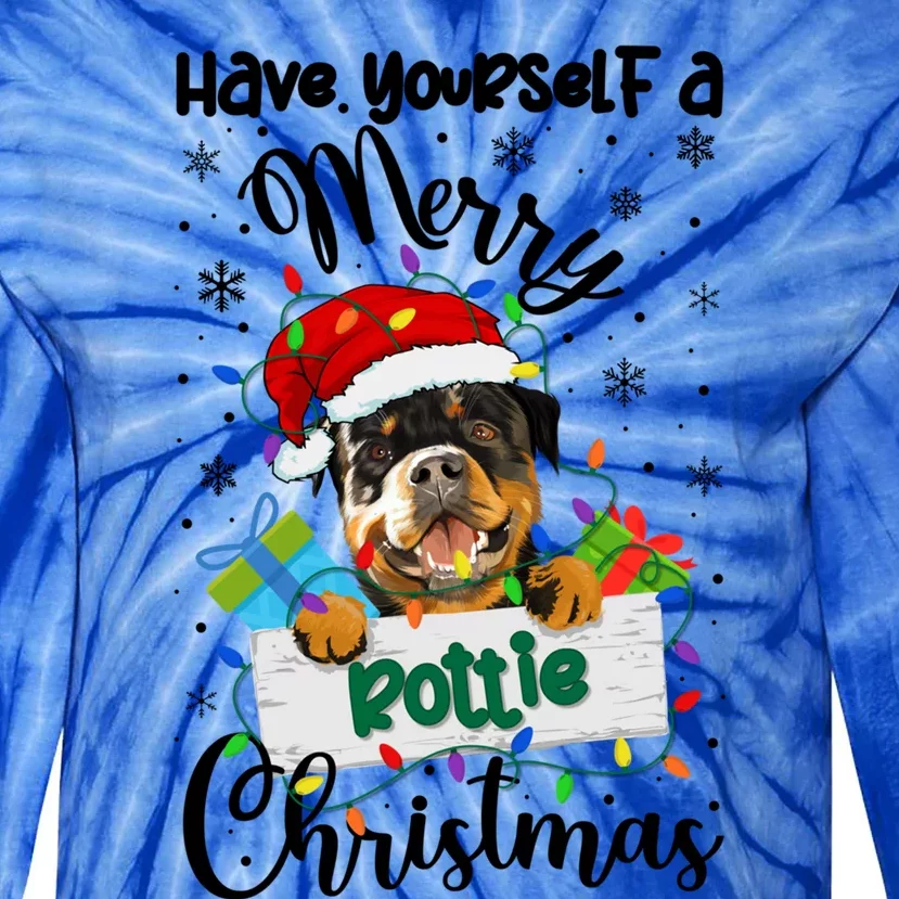 Merry Rottie Christmas Rottweiler Xmas Party Rottweiler Gift Tie-Dye Long Sleeve Shirt