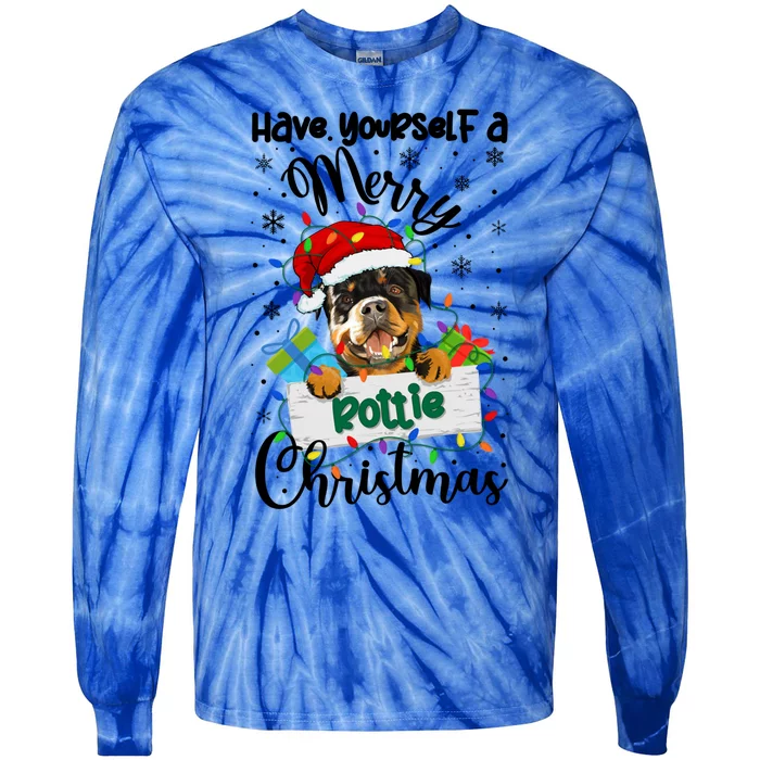 Merry Rottie Christmas Rottweiler Xmas Party Rottweiler Gift Tie-Dye Long Sleeve Shirt