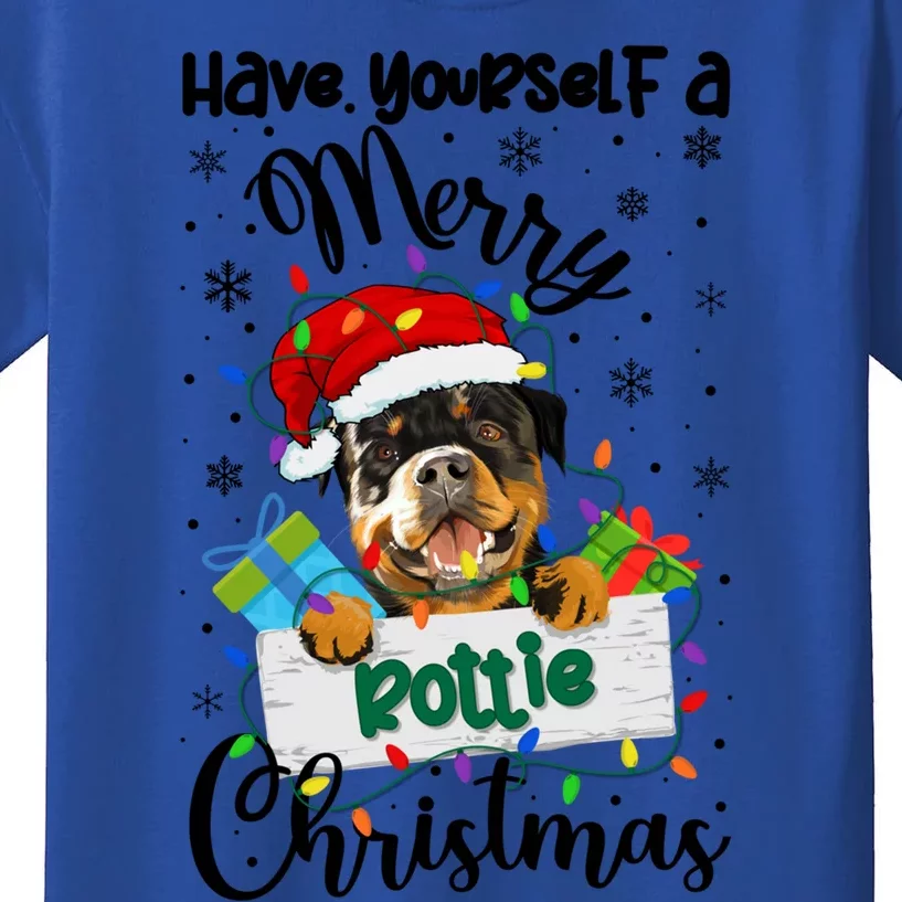 Merry Rottie Christmas Rottweiler Xmas Party Rottweiler Gift Kids T-Shirt