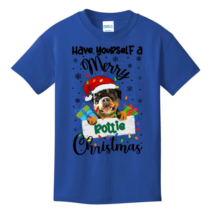 Merry Rottie Christmas Rottweiler Xmas Party Rottweiler Gift Kids T-Shirt