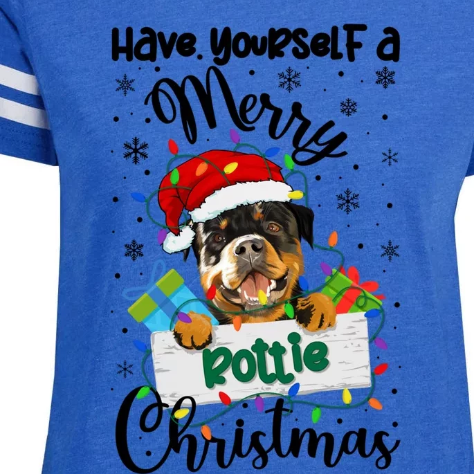 Merry Rottie Christmas Rottweiler Xmas Party Rottweiler Gift Enza Ladies Jersey Football T-Shirt