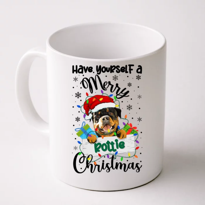 Merry Rottie Christmas Rottweiler Xmas Party Rottweiler Gift Front & Back Coffee Mug