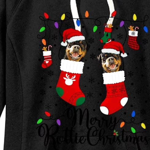 Merry Rottie Christmas Rottweiler Xmas Party Rottweiler Gift Women's Fleece Hoodie