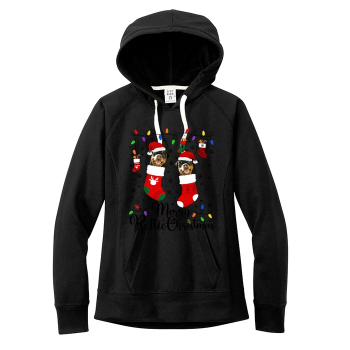 Merry Rottie Christmas Rottweiler Xmas Party Rottweiler Gift Women's Fleece Hoodie