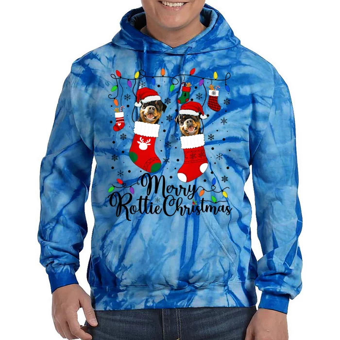 Merry Rottie Christmas Rottweiler Xmas Party Rottweiler Gift Tie Dye Hoodie