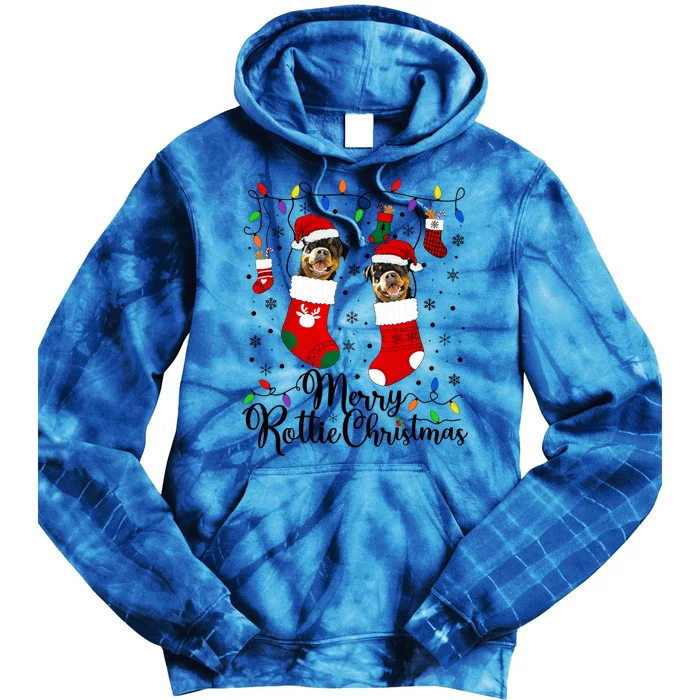 Merry Rottie Christmas Rottweiler Xmas Party Rottweiler Gift Tie Dye Hoodie