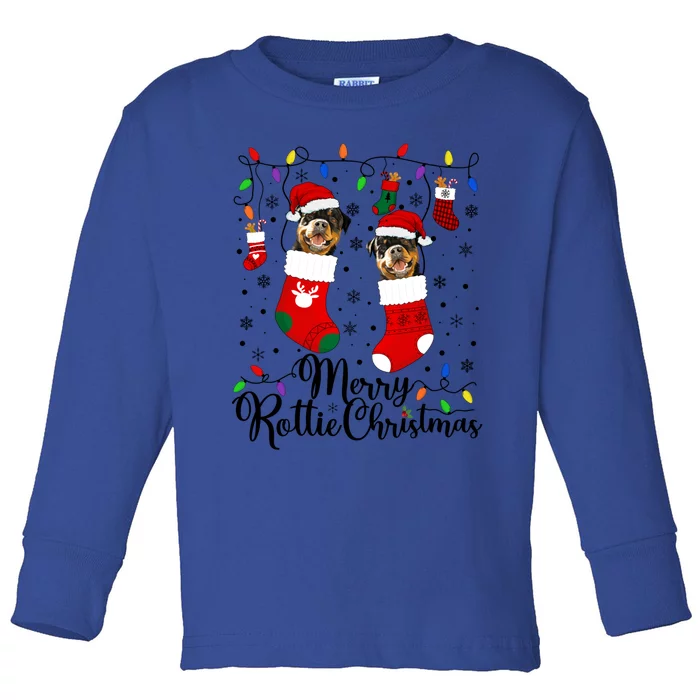 Merry Rottie Christmas Rottweiler Xmas Party Rottweiler Gift Toddler Long Sleeve Shirt