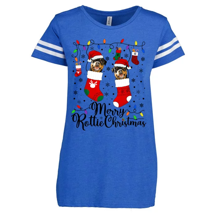 Merry Rottie Christmas Rottweiler Xmas Party Rottweiler Gift Enza Ladies Jersey Football T-Shirt