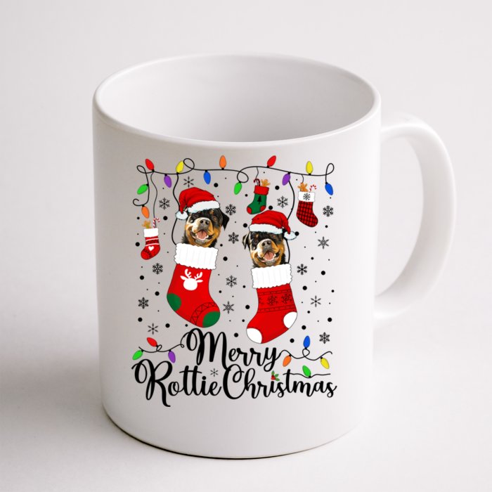 Merry Rottie Christmas Rottweiler Xmas Party Rottweiler Gift Front & Back Coffee Mug