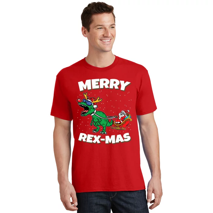 Merry Rexmas Christmas Pajama Santa Riding Dinosaur Trex T-Shirt