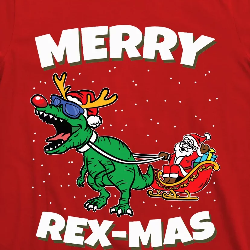 Merry Rexmas Christmas Pajama Santa Riding Dinosaur Trex T-Shirt