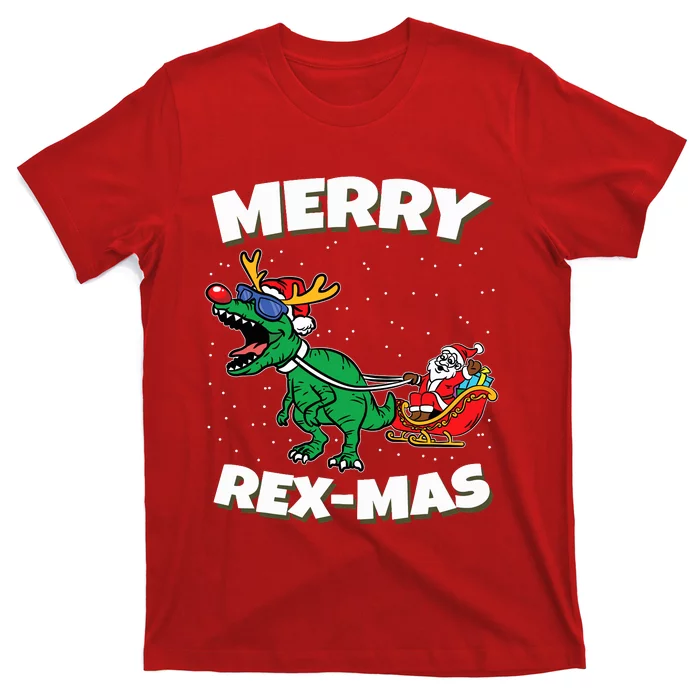 Merry Rexmas Christmas Pajama Santa Riding Dinosaur Trex T-Shirt