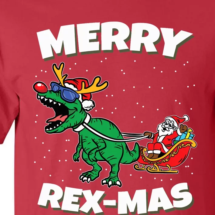 Merry Rexmas Christmas Pajama Santa Riding Dinosaur Trex Tall T-Shirt