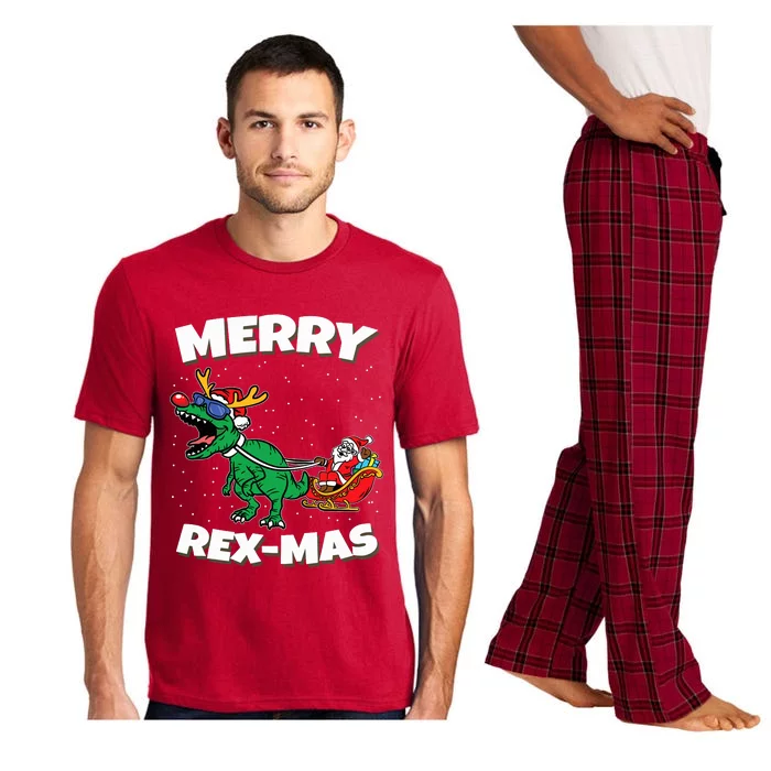 Merry Rexmas Christmas Pajama Santa Riding Dinosaur Trex Pajama Set