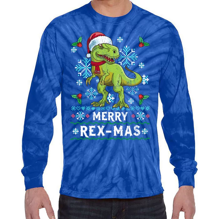 Merry Rexmas Christmas Gift For A Sitter Gift Tie-Dye Long Sleeve Shirt