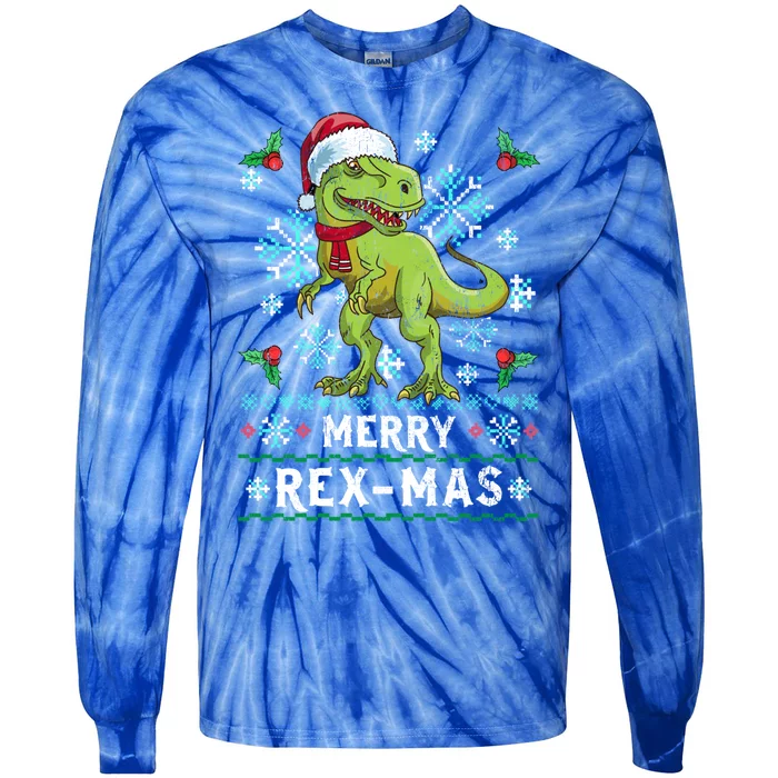 Merry Rexmas Christmas Gift For A Sitter Gift Tie-Dye Long Sleeve Shirt