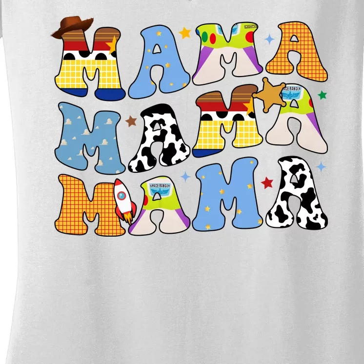 Mama Retro Character Cute Women's V-Neck T-Shirt