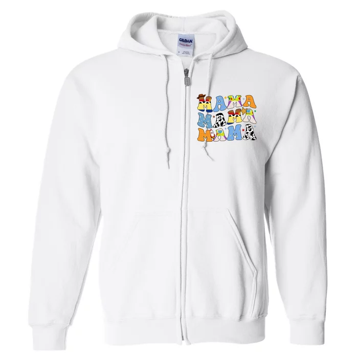 Mama Retro Character Cute Full Zip Hoodie