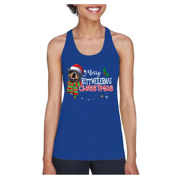 Merry Rottweilermas Christmas Dog Santa Rottweiler Xmas Gift Women's Racerback Tank