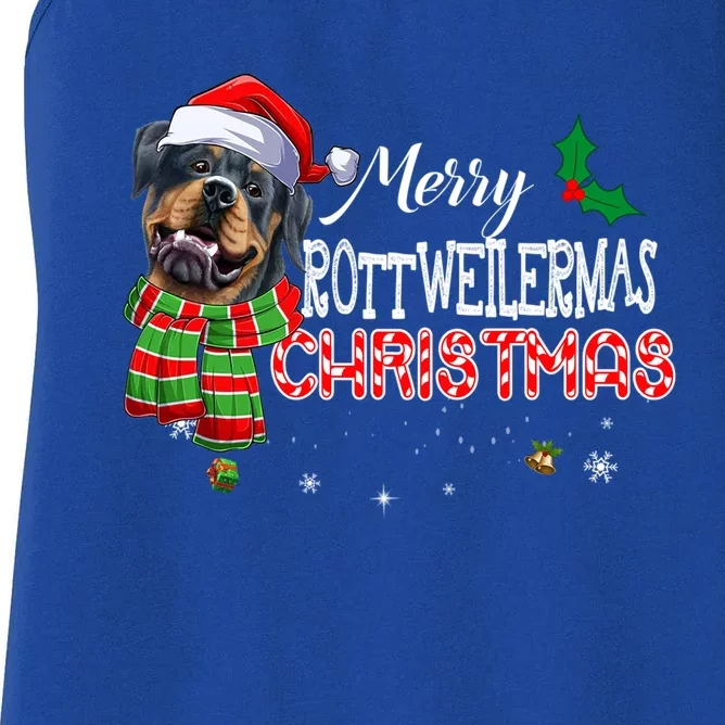 Merry Rottweilermas Christmas Dog Santa Rottweiler Xmas Gift Women's Racerback Tank