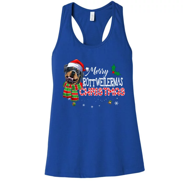 Merry Rottweilermas Christmas Dog Santa Rottweiler Xmas Gift Women's Racerback Tank