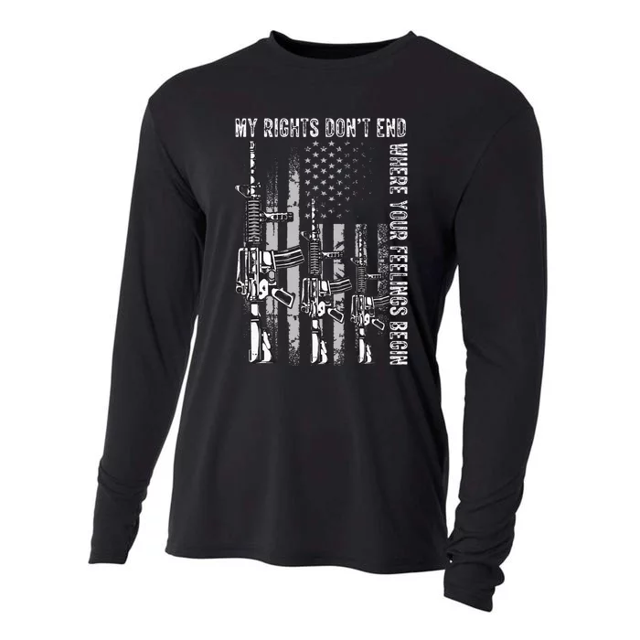 My Rights DonT End Where Your Feelings Begin Usa Flag Gun Cooling Performance Long Sleeve Crew